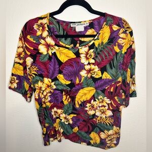 Sag Harbor - Tiki Shirt - Purple & Yellow - Made in the USA - Size Medium